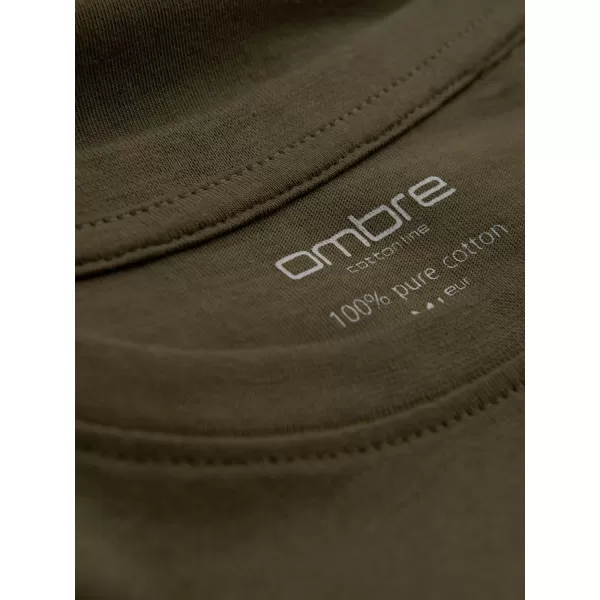  Herren t -Shirt mit einem langen Ärmel OMBRE OM-LSBL-0106 DUNKLE OLIVE 