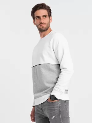 Herren -Sweatshirt OMBRE OM-SSNZ-0130 WEIß UND GRAU