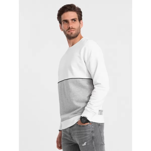  Herren -Sweatshirt OMBRE OM-SSNZ-0130 WEIß UND GRAU 