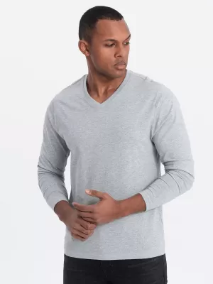 Herren t -Shirt mit einem langen Ärmel OMBRE OM-LSBL-0108 GRAUE MELANGE