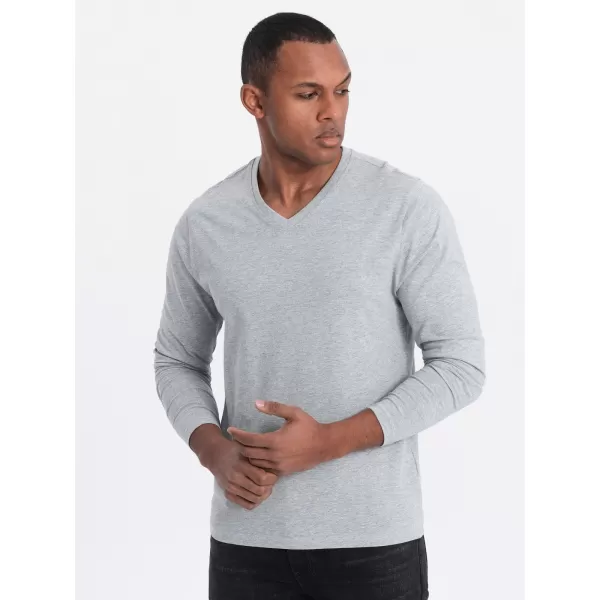 Herren t -Shirt mit einem langen Ärmel OMBRE OM-LSBL-0108 GRAUE MELANGE 