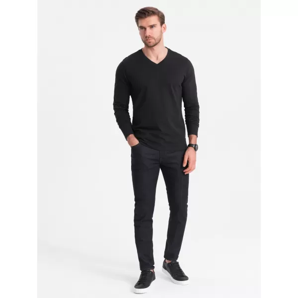  Herren t -Shirt mit einem langen Ärmel OMBRE OM-LSBL-0108 SCHWARZ 