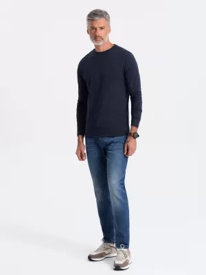 Herren t -Shirt mit einem langen Ärmel OMBRE OM-LSBL-0106 MARINEBLAU