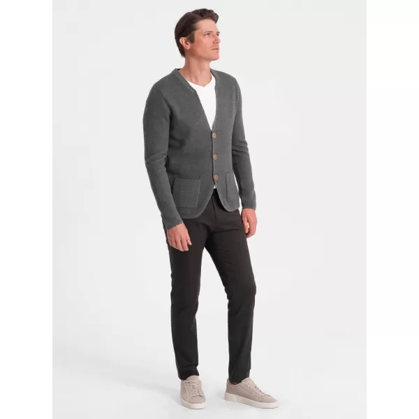  Herrenpullover OMBRE OM-SWCD-0109 GRAPHIT MELANGE 