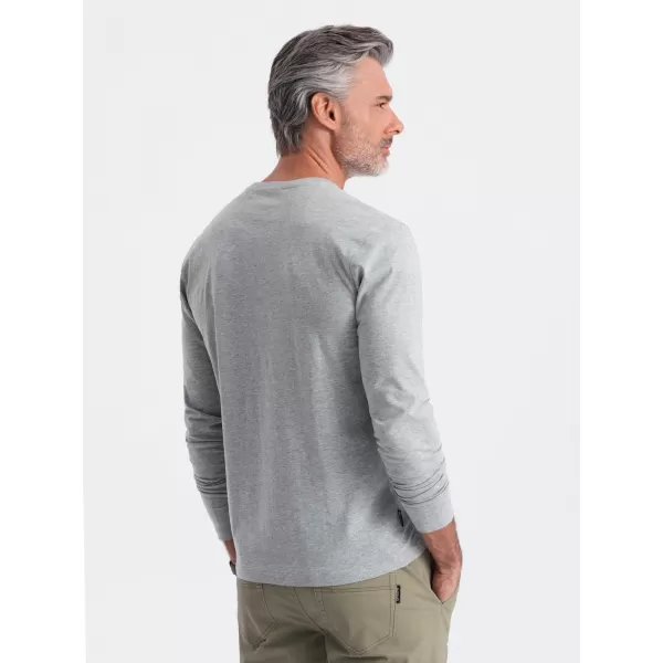  Herren t -Shirt mit einem langen Ärmel OMBRE OM-LSBL-0106 GRAUE MELANGE 