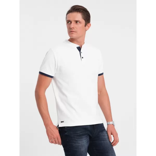  Herren t -Shirt mit einem Kragen OMBRE OM-TSCT-0156 WEIß 