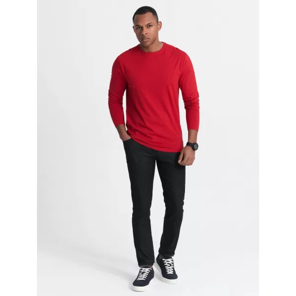  Herren t -Shirt mit einem langen Ärmel OMBRE OM-LSBL-0106 ROT 