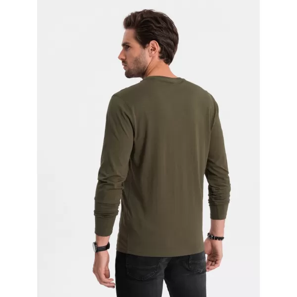  Herren t -Shirt mit einem langen Ärmel OMBRE OM-LSBL-0106 DUNKLE OLIVE 