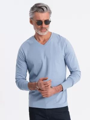 Herren t -Shirt mit einem langen Ärmel OMBRE OM-LSBL-0108 BLAUER DENIM