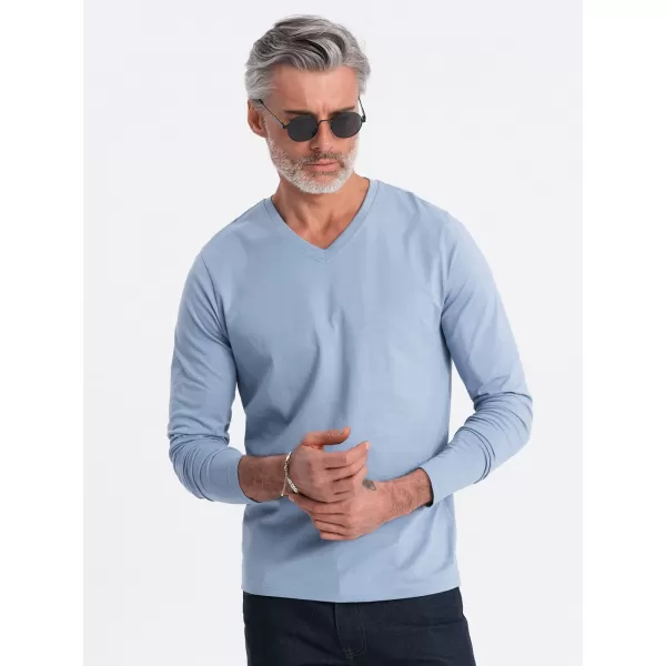  Herren t -Shirt mit einem langen Ärmel OMBRE OM-LSBL-0108 BLAUER DENIM 