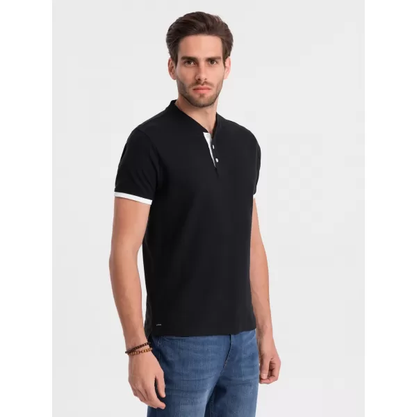  Herren t -Shirt mit einem Kragen OMBRE OM-TSCT-0156 SCHWARZ 