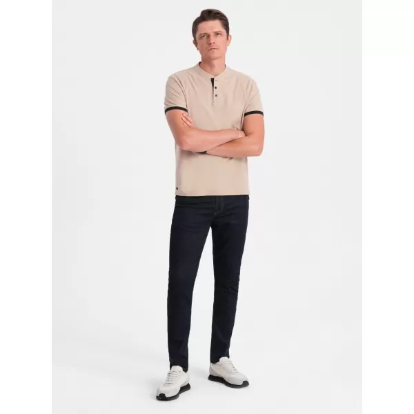  Herren t -Shirt mit einem Kragen OMBRE OM-TSCT-0156 BEIGE 