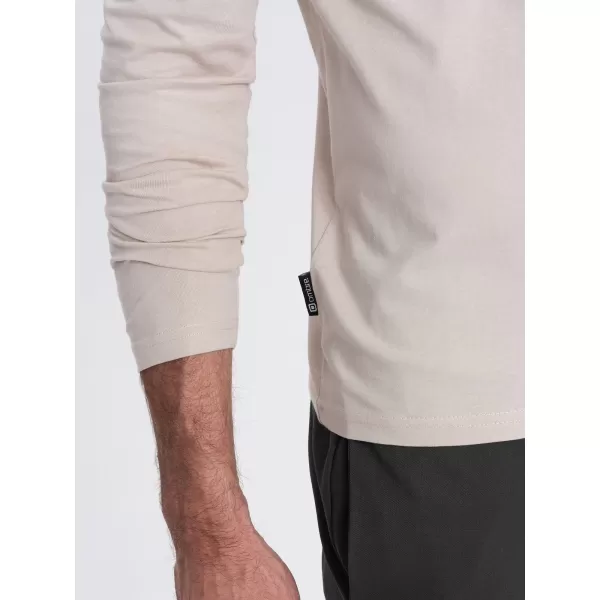  Herren t -Shirt mit einem langen Ärmel OMBRE OM-LSBL-0108 LEICHT BEIGE 