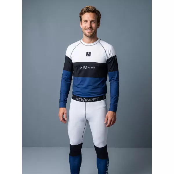  Funktionaler Term T -Shirt von Männern mit Langarmprämie ALTISPORT VOJ/ALM051TER01 WEIß -BLAU 