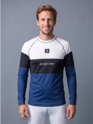Funktionaler Term T -Shirt von Männern mit Langarmprämie ALTISPORT VOJ/ALM051TER01 WEIß -BLAU