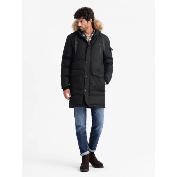  Herren Winterjacke OMBRE OM-JALJ-0182 SCHWARZ 