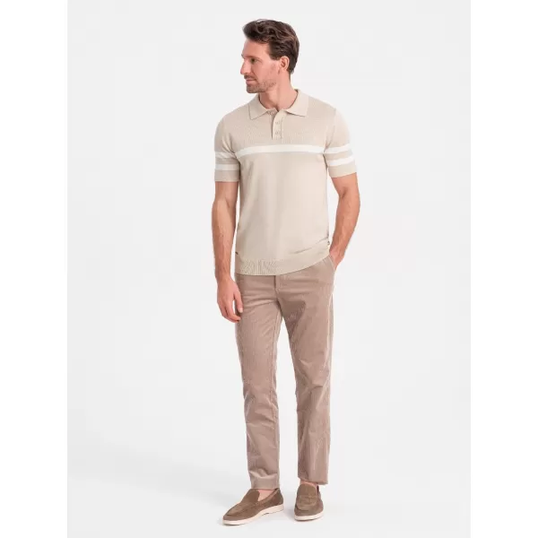  Herren t -Shirt mit einem Kragen OMBRE OM-POSS-0118 BEIGE 