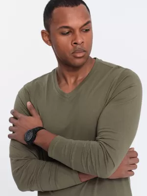 Herren t -Shirt mit einem langen Ärmel OMBRE OM-LSBL-0108 DUNKLE OLIVE