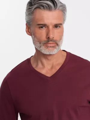 Herren t -Shirt mit einem langen Ärmel OMBRE OM-LSBL-0108 KASTANIENBRAUN