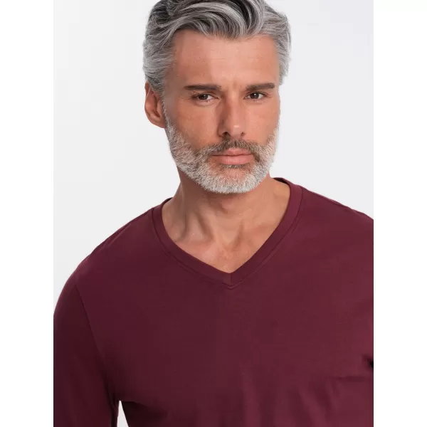  Herren t -Shirt mit einem langen Ärmel OMBRE OM-LSBL-0108 KASTANIENBRAUN 
