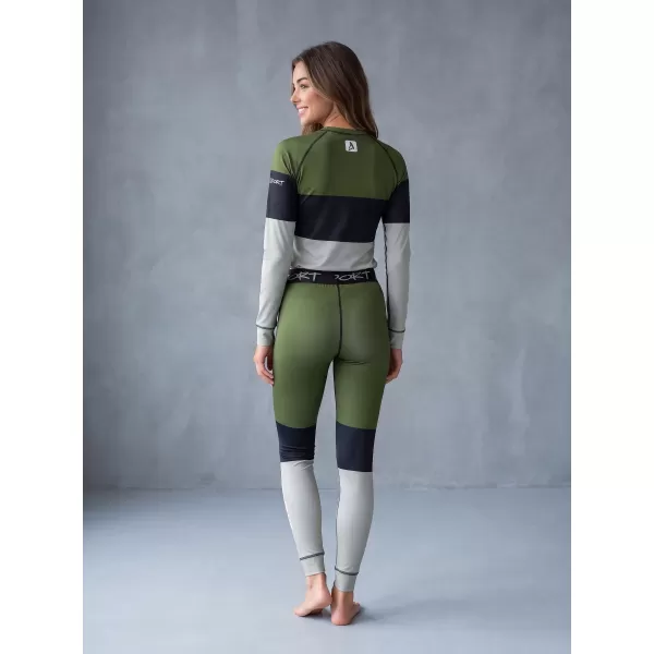  Frauenfunktionales Thermo -T -Shirt mit langen Ärmeln Premium ALTISPORT VOJ/ALW051TER01 KHAKI 