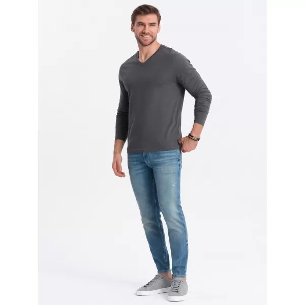  Herren t -Shirt mit einem langen Ärmel OMBRE OM-LSBL-0108 GRAPHIT 