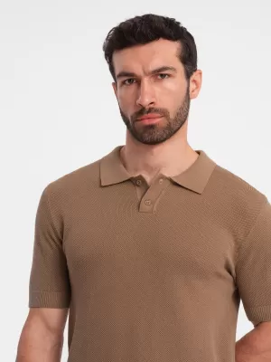 Herren t -Shirt mit einem Kragen OMBRE OM-POSS-0117 HELLBRAUN
