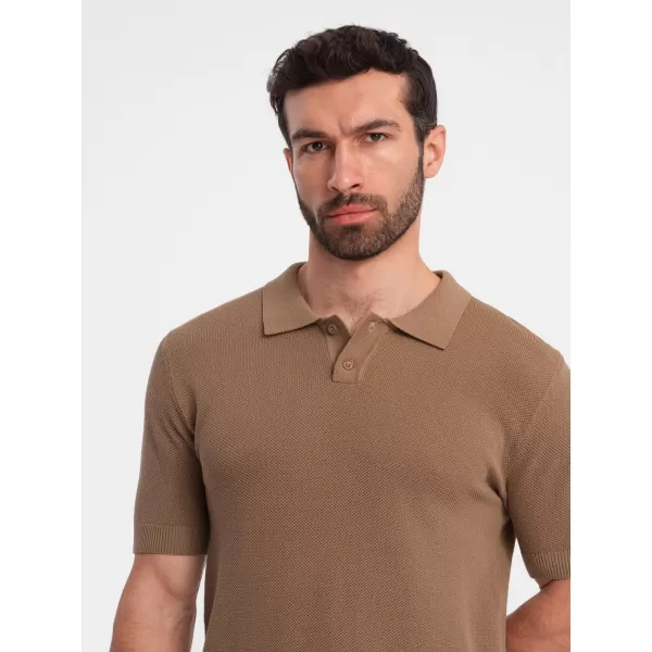  Herren t -Shirt mit einem Kragen OMBRE OM-POSS-0117 HELLBRAUN 