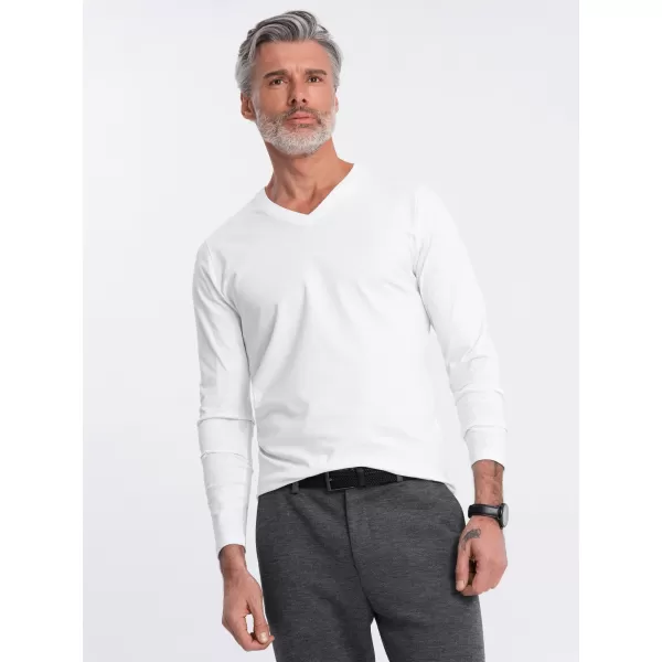  Herren t -Shirt mit einem langen Ärmel OMBRE OM-LSBL-0108 WEIß 
