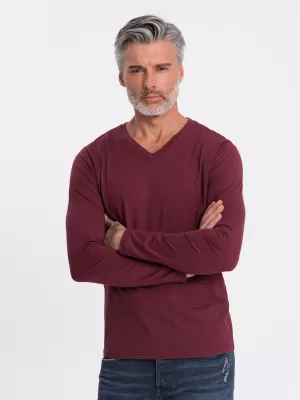 Herren t -Shirt mit einem langen Ärmel OMBRE OM-LSBL-0108 KASTANIENBRAUN