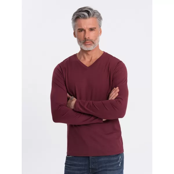  Herren t -Shirt mit einem langen Ärmel OMBRE OM-LSBL-0108 KASTANIENBRAUN 