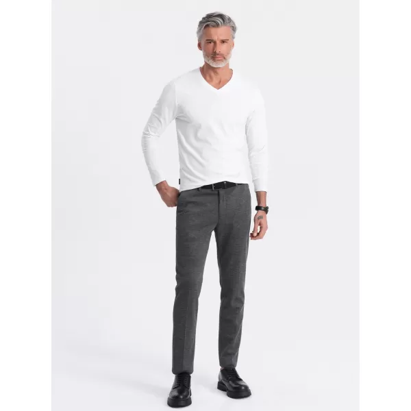 Herren t -Shirt mit einem langen Ärmel OMBRE OM-LSBL-0108 WEIß 