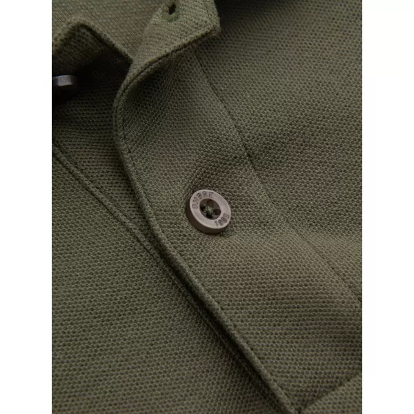  Herren t -Shirt mit einem Kragen OMBRE OM-POBS-0100 DUNKLER OLIVENGRÜN 