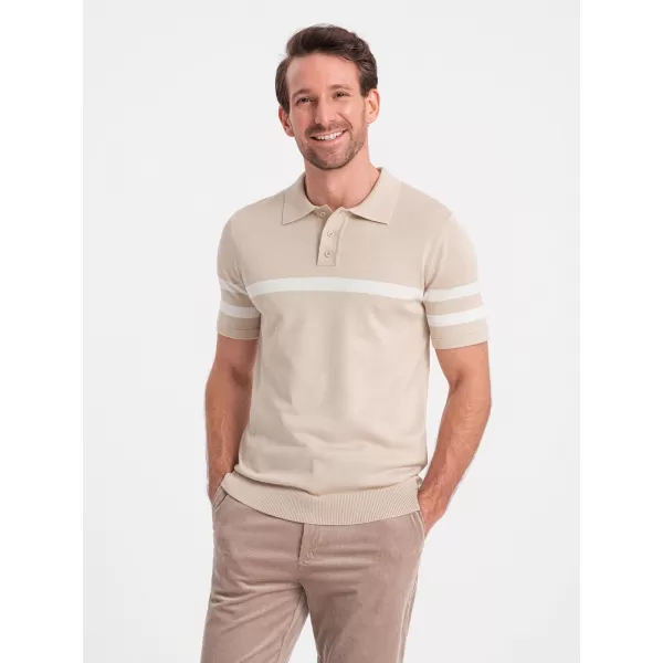  Herren t -Shirt mit einem Kragen OMBRE OM-POSS-0118 BEIGE 