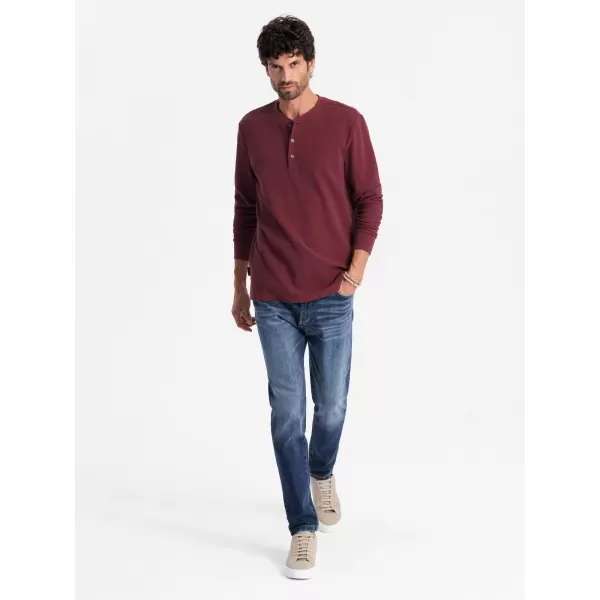  Herren t -Shirt mit langen Ärmeln OMBRE OM-LSCL-0120 KASTANIENBRAUN 