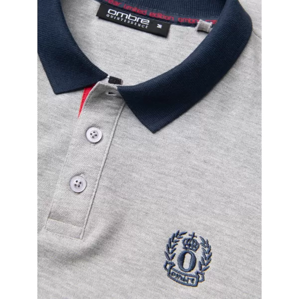  Herren t -Shirt mit einem Kragen OMBRE OM-POSS-0105 GRAUE MELANGE 