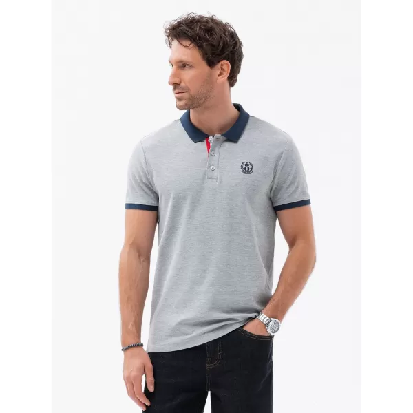  Herren t -Shirt mit einem Kragen OMBRE OM-POSS-0105 GRAUE MELANGE 