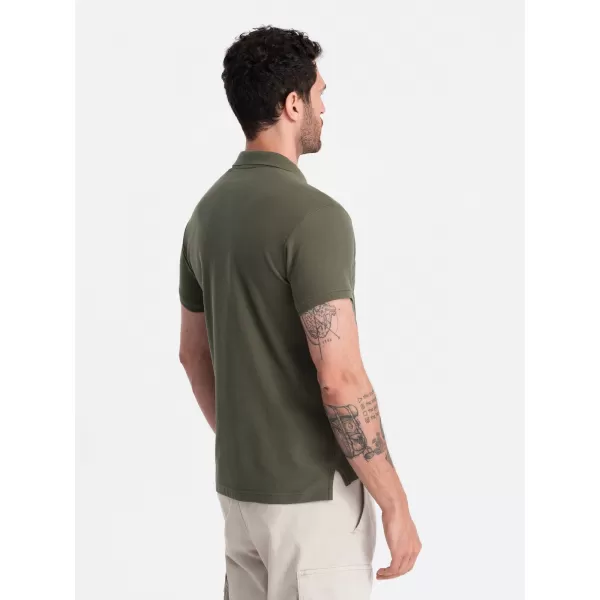  Herren t -Shirt mit einem Kragen OMBRE OM-POBS-0100 DUNKLER OLIVENGRÜN 
