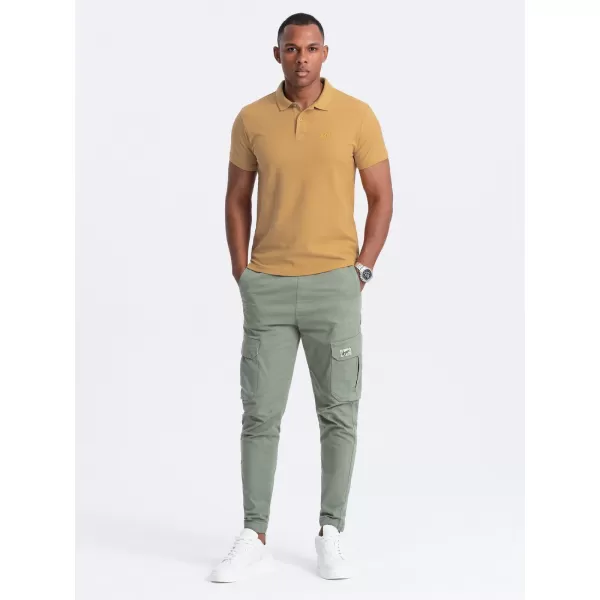 Herren t -Shirt mit einem Kragen OMBRE OM-POBS-0100 SENF 