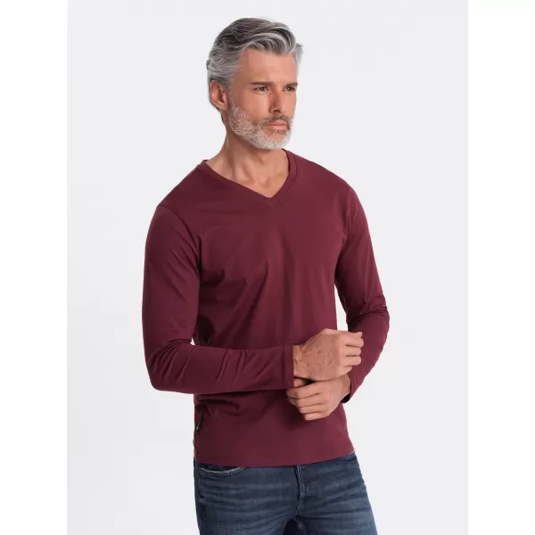  Herren t -Shirt mit einem langen Ärmel OMBRE OM-LSBL-0108 KASTANIENBRAUN 