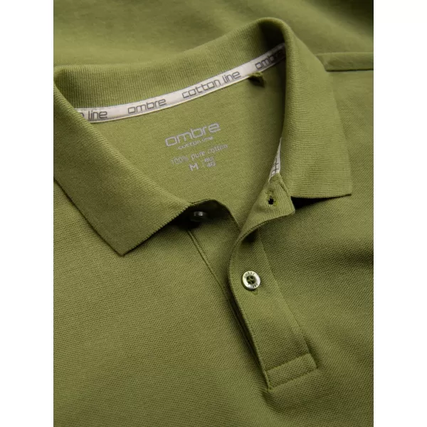  Herren t -Shirt mit einem Kragen OMBRE OM-POBS-0100 OLIVE 
