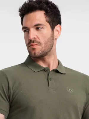Herren t -Shirt mit einem Kragen OMBRE OM-POBS-0100 DUNKLER OLIVENGRÜN