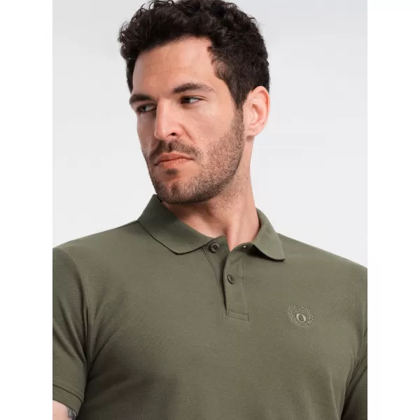  Herren t -Shirt mit einem Kragen OMBRE OM-POBS-0100 DUNKLER OLIVENGRÜN 
