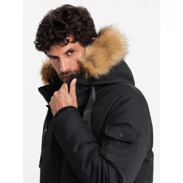  Herren Winterjacke OMBRE OM-JALJ-0182 SCHWARZ 