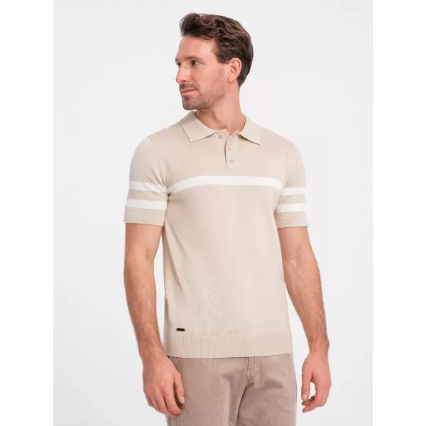  Herren t -Shirt mit einem Kragen OMBRE OM-POSS-0118 BEIGE 
