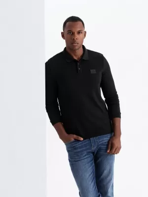 Hemd OMBRE OM-POLS-0131 SCHWARZ
