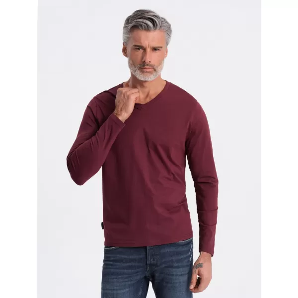  Herren t -Shirt mit einem langen Ärmel OMBRE OM-LSBL-0108 KASTANIENBRAUN 