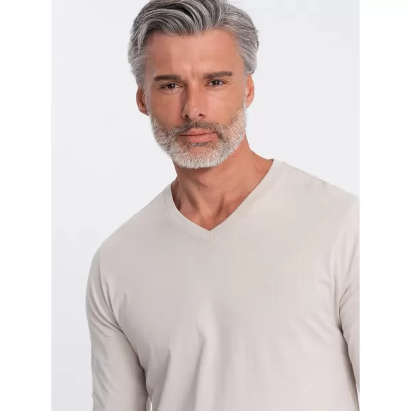  Herren t -Shirt mit einem langen Ärmel OMBRE OM-LSBL-0108 LEICHT BEIGE 