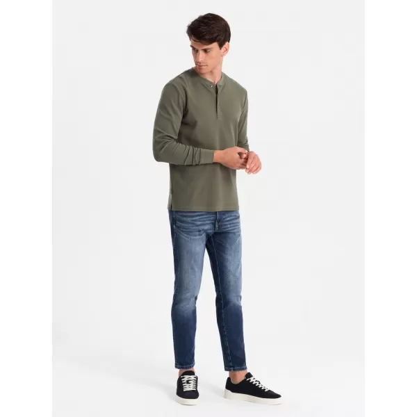  Herren t -Shirt mit langen Ärmeln OMBRE OM-LSCL-0120 OLIVE 