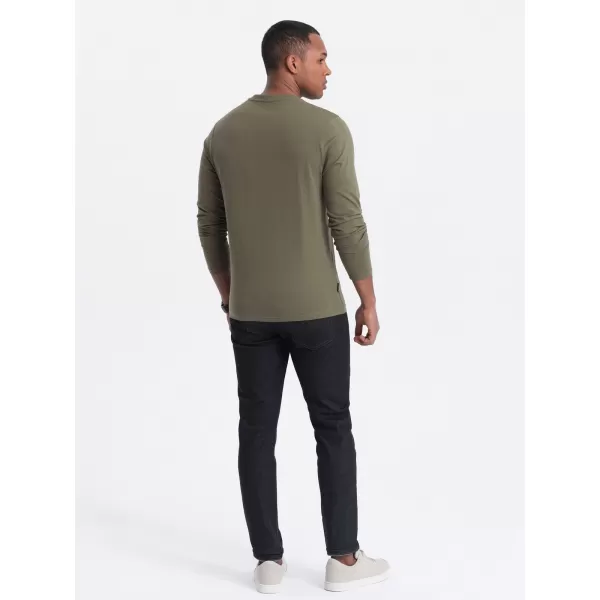  Herren t -Shirt mit einem langen Ärmel OMBRE OM-LSBL-0108 DUNKLE OLIVE 